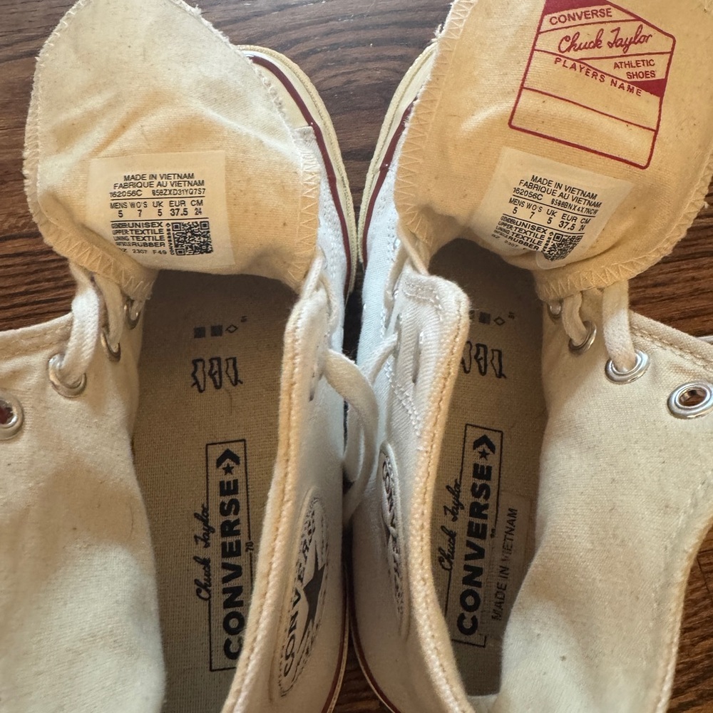 Converse White High Top Sneakers with Red Stripe - Picture 4 of 6